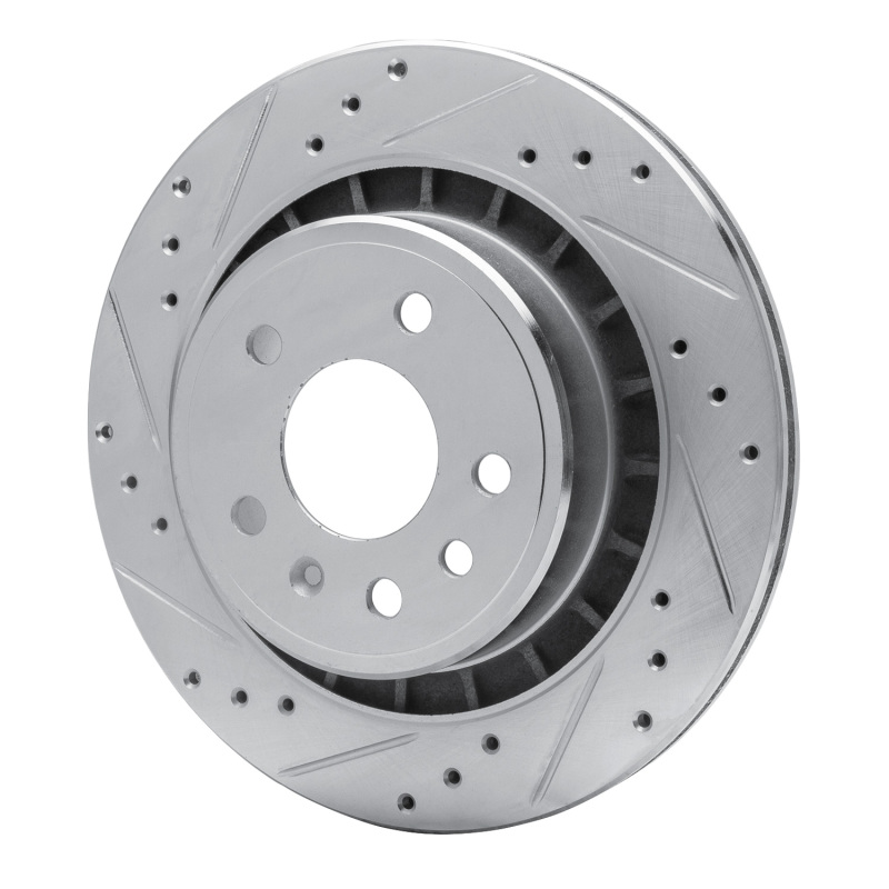 Saab 9-5 Brake Rotor (1) - Rear Left - R1 Concepts - Drilled & Slotted - Silver - `02-`10